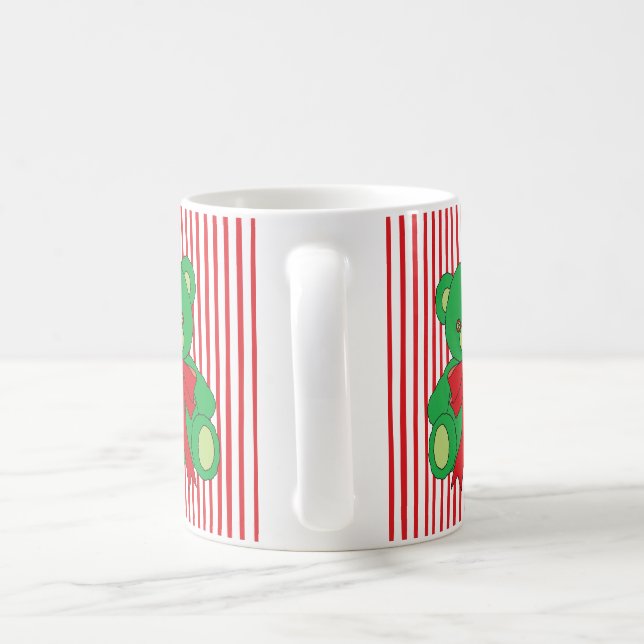 Caneca De Café Cute Festive Green Teddy Bear Christmas Mug (Alça)