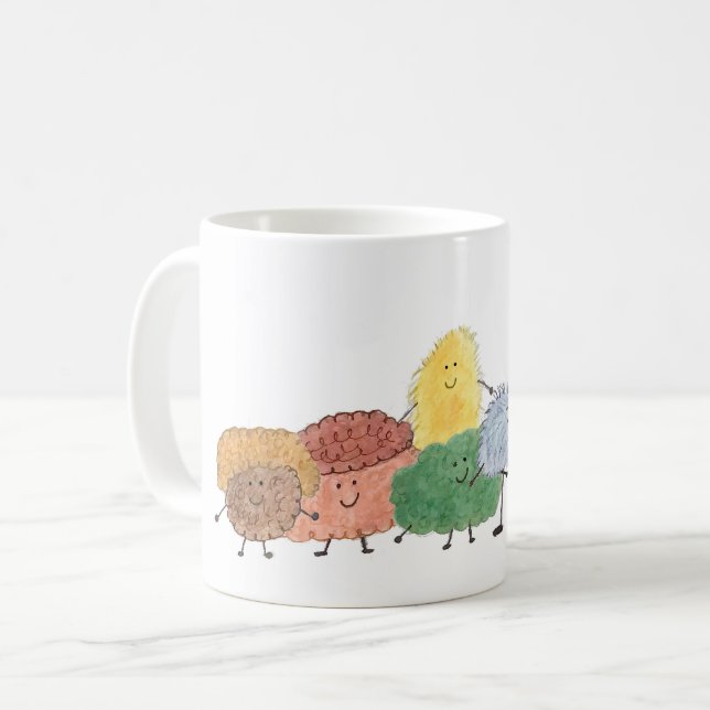 Caneca De Café Cute Fluffy Creatures on a Coffee Mug (Frente Esquerda)