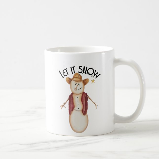 Caneca De Café Cute Folk Art Cowboy Snowman (Direita)