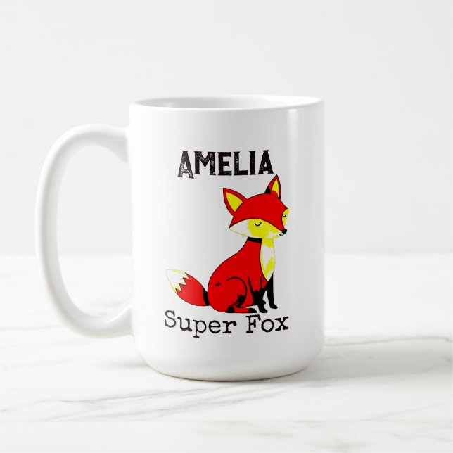 Caneca De Café Cute Fox Personalizado  (Esquerda)