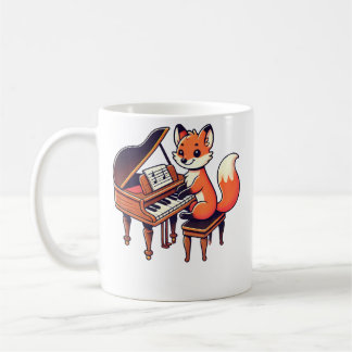 Caneca De Café Cute Fox Playing Piano Foxes Musician Music