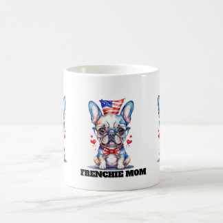 Caneca De Café Cute French Bulldog American Flag with Hearts