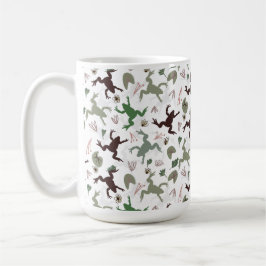 Caneca De Café Cute Frogs Nature Floral Pattern