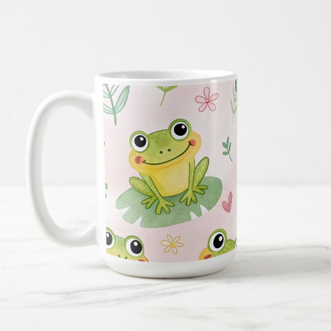 Caneca De Café Cute frogs Pattern (Esquerda)
