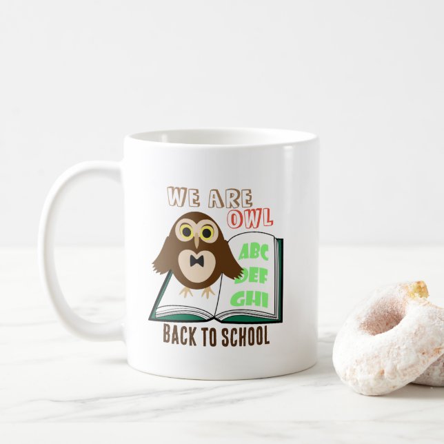 Caneca De Café Cute fun We are owl Back to school Personalize (Com Donut)