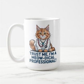 Caneca De Café Cute Funny Cat Medical Pun Illustration