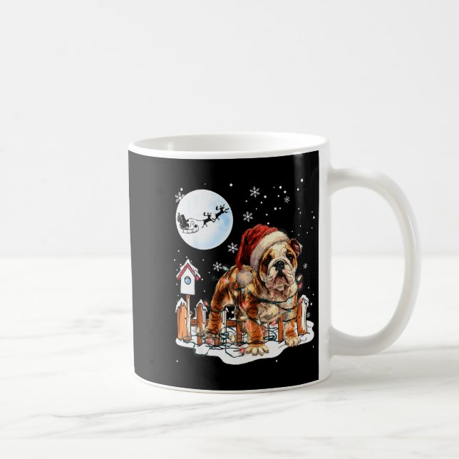 Caneca De Café Cute Funny English Bulldog Christmas Lights Santa  (Direita)