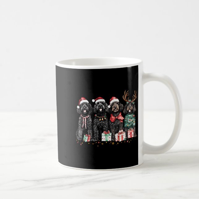 Caneca De Café Cute Funny Reindeer Santa Black Goldendoodle Dogs  (Direita)