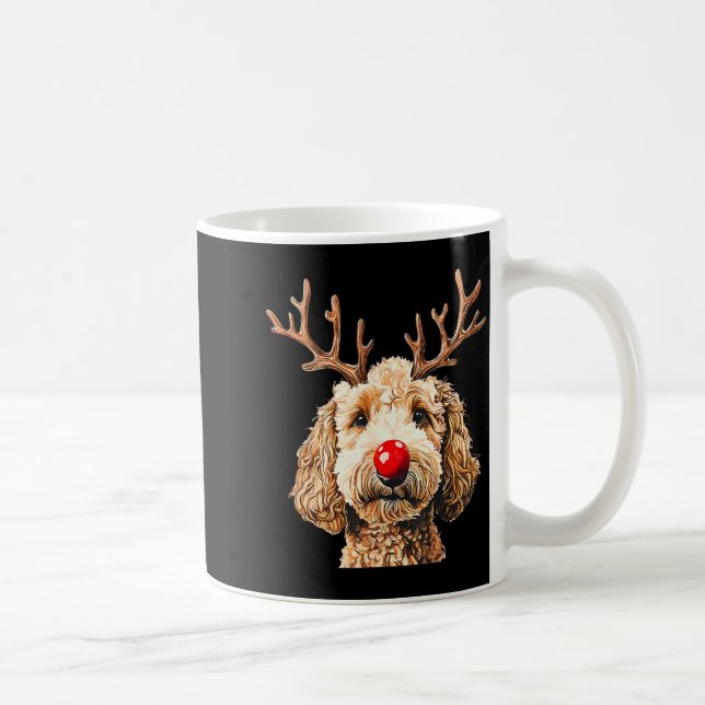 Caneca De Café Cute Funny Reindeer Santa Goldendoodle Christmas T (Direita)