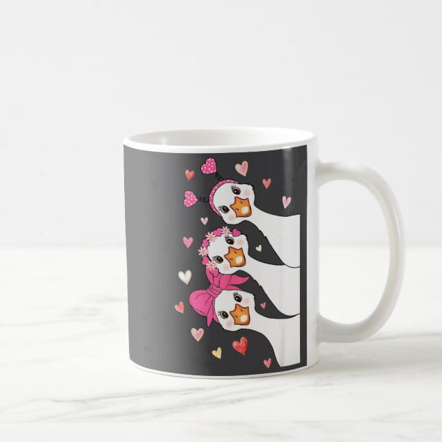 Caneca De Café Cute Funny Valentine Silly Gooses Heart Love Match (Direita)