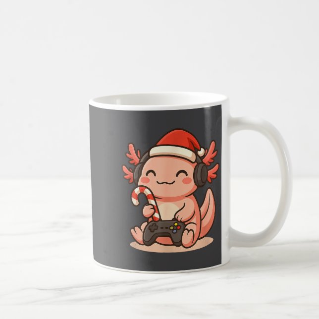 Caneca De Café Cute Gamer Axolotl Christmas Design  (Direita)
