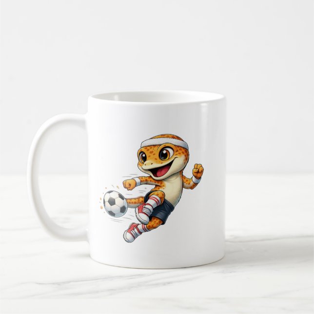 Caneca De Café Cute Gecko Soccer Cartoon (Esquerda)