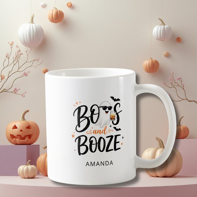 Caneca De Café Cute Ghost Boos e Bebidas Halloween  (Criador carregado)