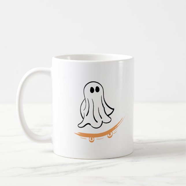 Caneca De Café Cute ghost on skateboard (Esquerda)