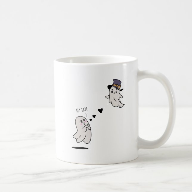 Caneca De Café Cute ghosts couple talking (Direita)