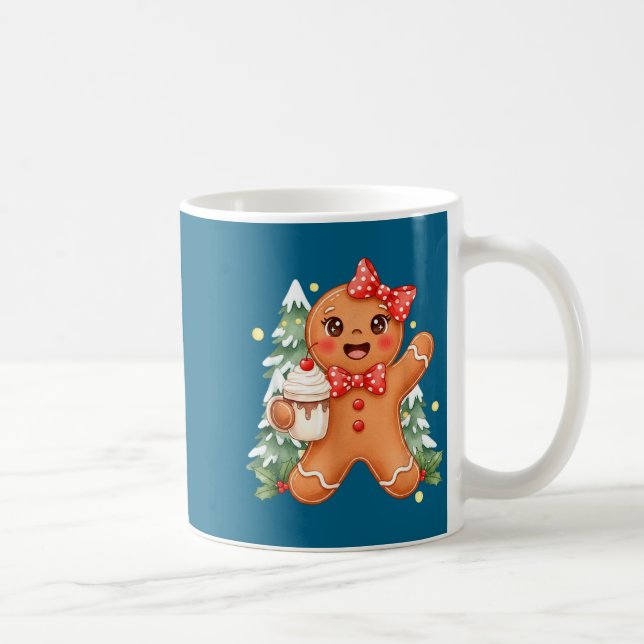 Caneca De Café Cute Gingerbread Christmas Snow Xmas For Men Women (Direita)