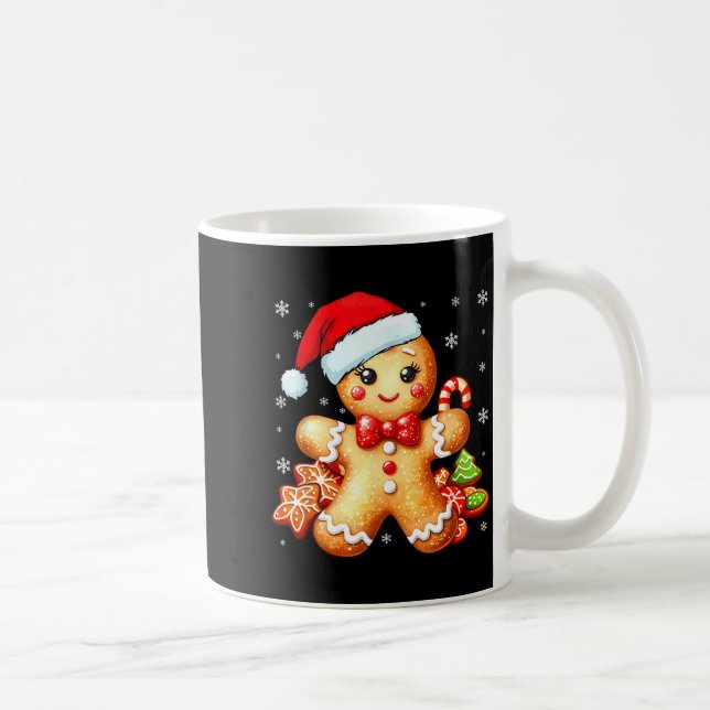 Caneca De Café Cute Gingerbread Christmas Snow Xmas For Women Kid (Direita)