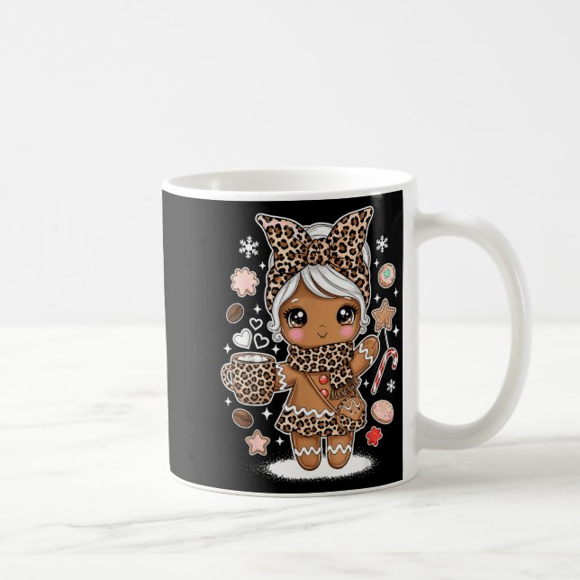 Caneca De Café Cute Gingerbread Leopard Christmas Xmas Girl Women (Direita)