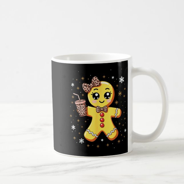 Caneca De Café Cute Gingerbread Leopard Coquette Christmas  (Direita)
