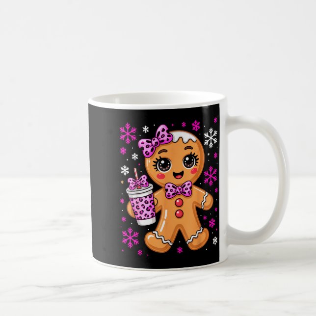 Caneca De Café Cute Gingerbread Leopard Coquette Christmas Xmas G (Direita)
