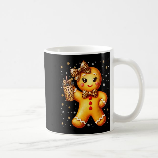Caneca De Café Cute Gingerbread Leopard Coquette Christmas Xmas G (Direita)