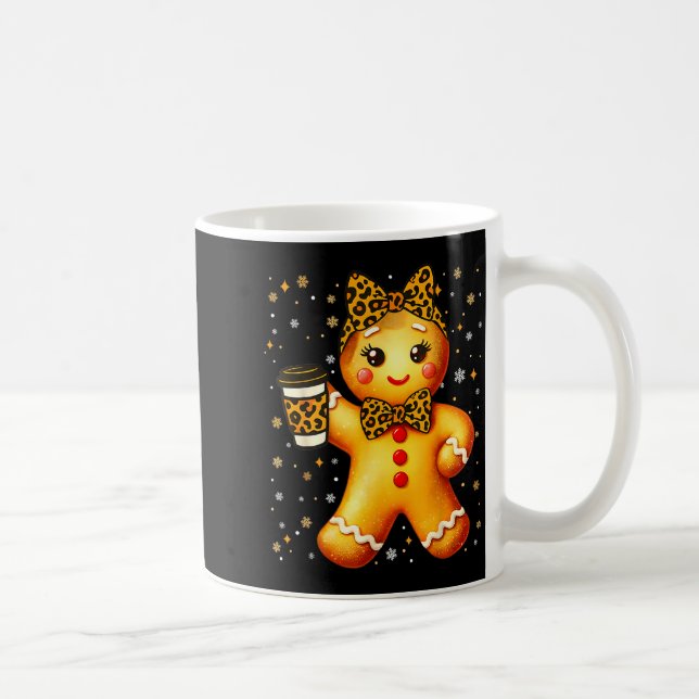 Caneca De Café Cute Gingerbread Leopard Coquette Christmas Xmas G (Direita)