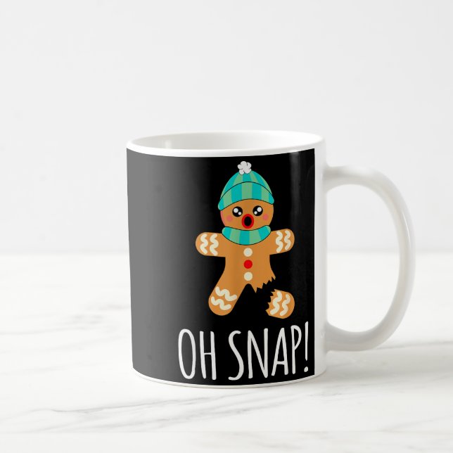 Caneca De Café Cute Gingerbread Man Funny Christmas Oh Snap  (Direita)