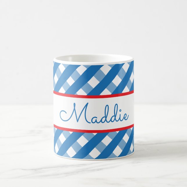 Caneca De Café Cute Gingham Personalizado Mug (Centro)