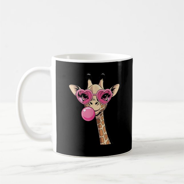 Caneca De Café Cute Giraffe Blowing Pink Bubble Gum Sunglasses  (Esquerda)