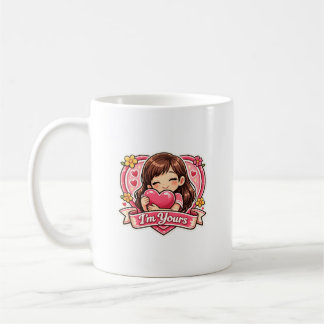 Caneca De Café Cute Girl Hugging Heart Mug