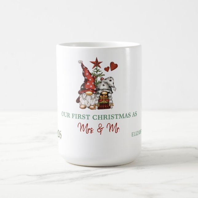 Caneca De Café Cute Gnomes Pine Tree Our First Christmas  (Centro)