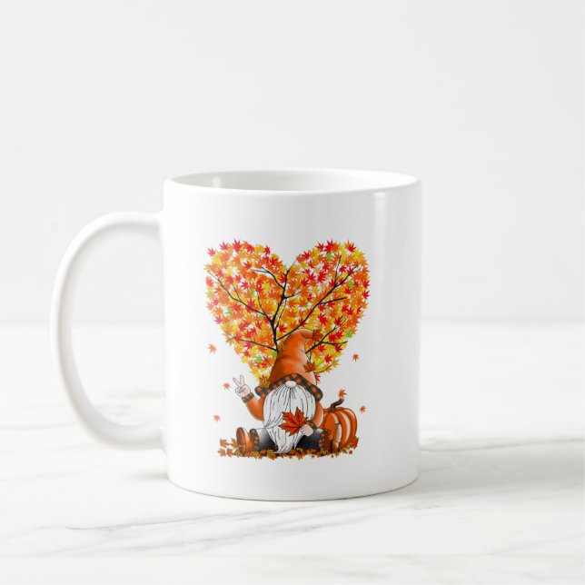 Caneca De Café Cute Gnomes Pumpkin Fall Season Autumn Happy Thank (Esquerda)