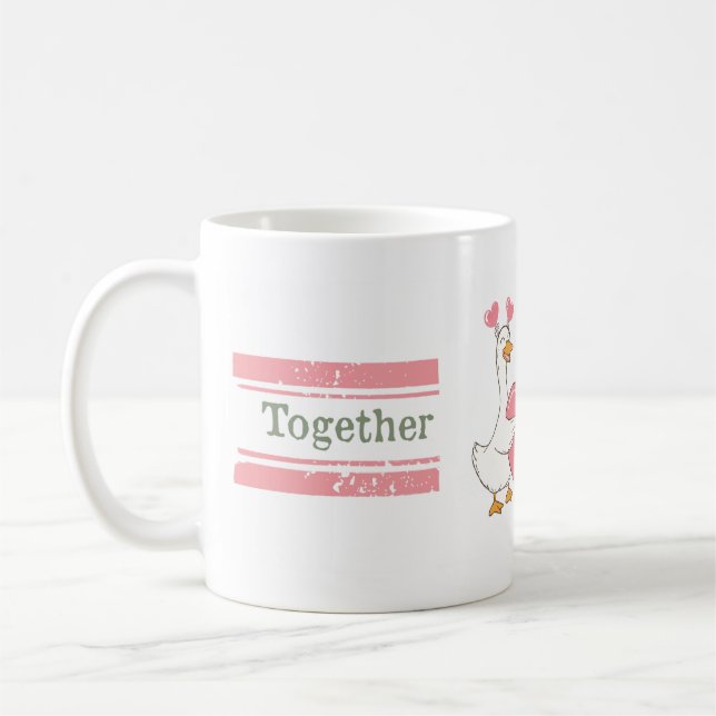 Caneca De Café Cute Goose Couple Mug Together Forever Gift (Esquerda)