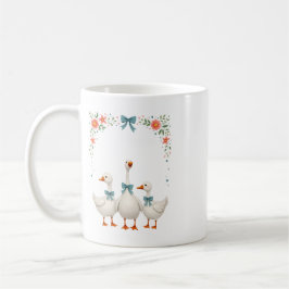 Caneca De Café Cute Goose Family Floral Mug