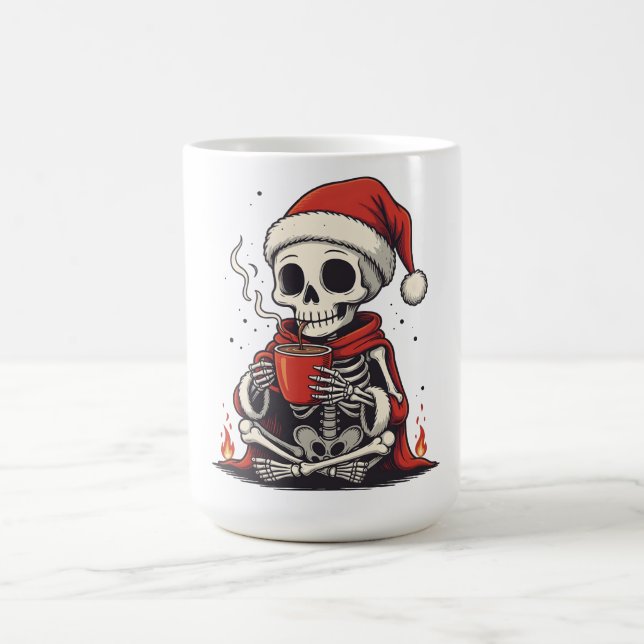 Caneca De Café Cute Gothic Skeleton Santa Cocoa - Christmas shirt (Centro)