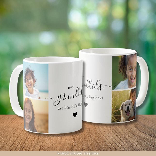 Caneca De Café Cute Grandchildren Photo Collage for Grandma (Both sides of the mug are shown. Use 4 photos for the photo collage.)