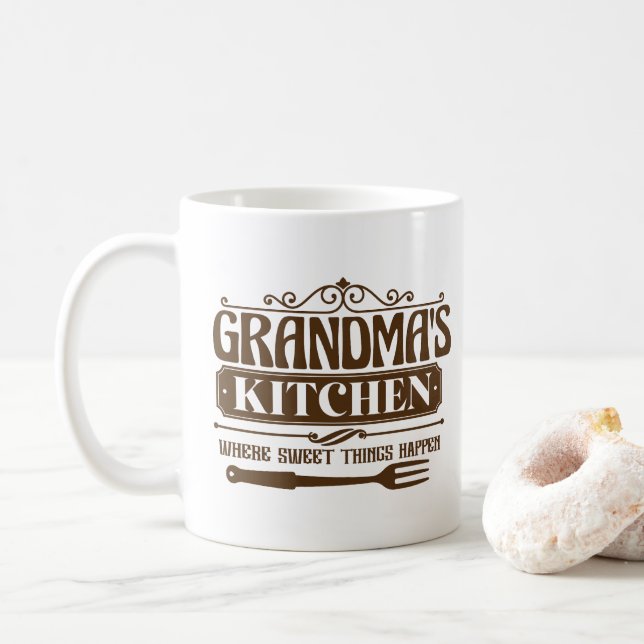 Caneca De Café Cute Grandma's kitchen word art  (Com Donut)