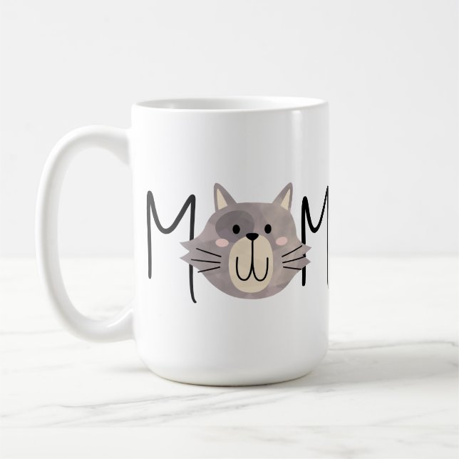 Caneca De Café Cute Grey Cat's Mother Personalized Mothers Day  (Esquerda)