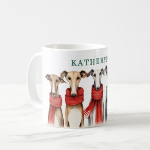 Caneca De Café Cute Greyhounds and Whippets   Cães nas escarpas