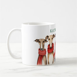 Caneca De Café Cute Greyhounds and Whippets | Cães nas escarpas