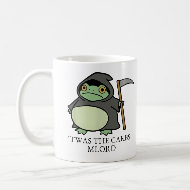 Caneca De Café Cute Grim Reaper Frog – Foram os Carbs M'Lorde (Esquerda)