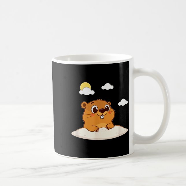 Caneca De Café Cute Groundhog On A Sunny Day  (Direita)