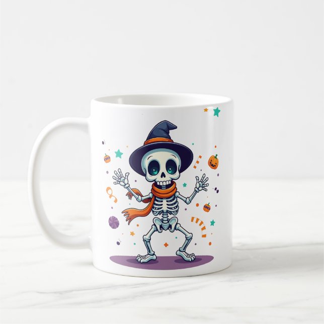 Caneca De Café Cute halloween dancing skeleton mug (Esquerda)