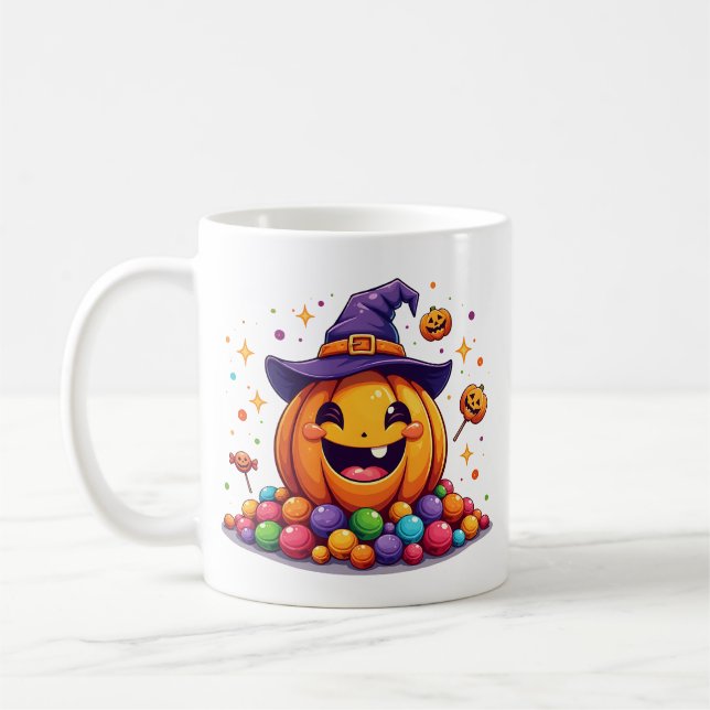 Caneca De Café Cute halloween pumpkin candy mug   (Esquerda)