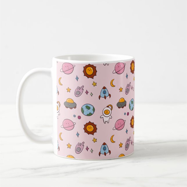 Caneca De Café Cute Hand-drawn Little Planet (Esquerda)