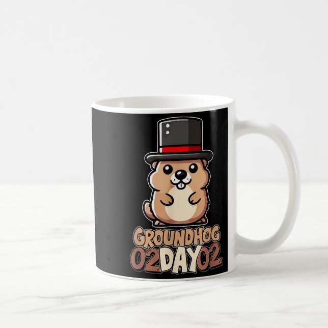 Caneca De Café Cute Happy Groundhog Day February 2nd Phils Holida (Direita)