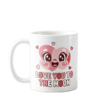 Cute Heart Character Love You To The Moon