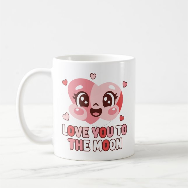 Caneca De Café Cute Heart Character Love You To The Moon (Esquerda)