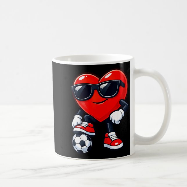 Caneca De Café Cute Heart Playing Soccer Valentines Day Soccer Bo (Direita)