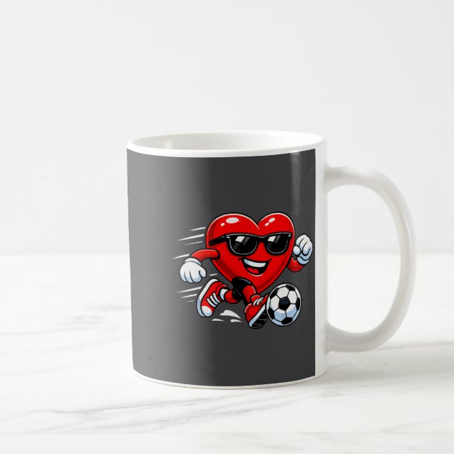 Caneca De Café Cute Heart Playing Soccer Valentines Day Soccer Bo (Direita)